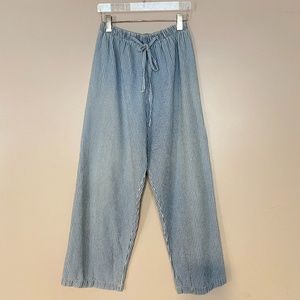 Vintage Striped Chambray Pull On Ankle Pant